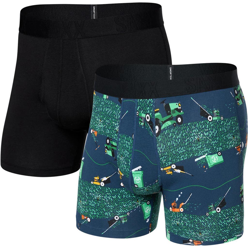 Saxx Assorted 2-pack Droptemp® Cooling Cotton Boxer Briefs In Buzzcut/black