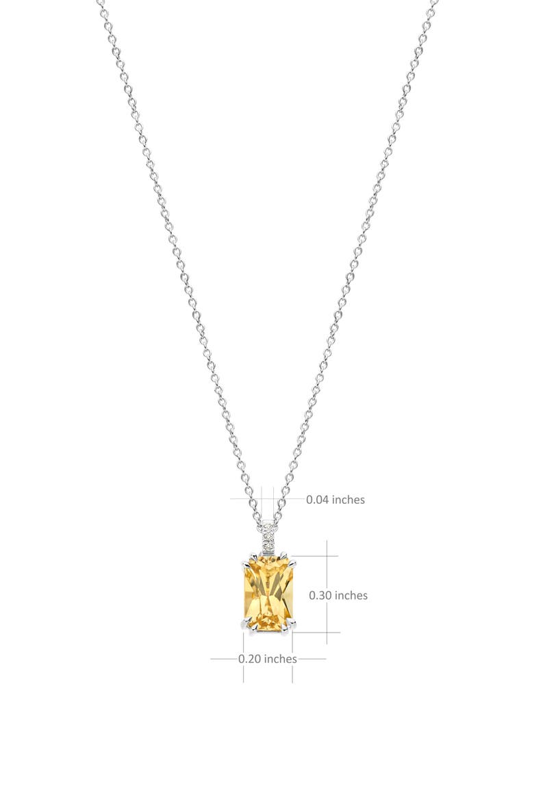 Citrine Diamond Necklace | 3 natural diamonds - 1 citrine gemstone | 925 Sterling Silver | Necklace | 17.5 - 19.5 in | White Rhodium, Alternate, color, Citrine
