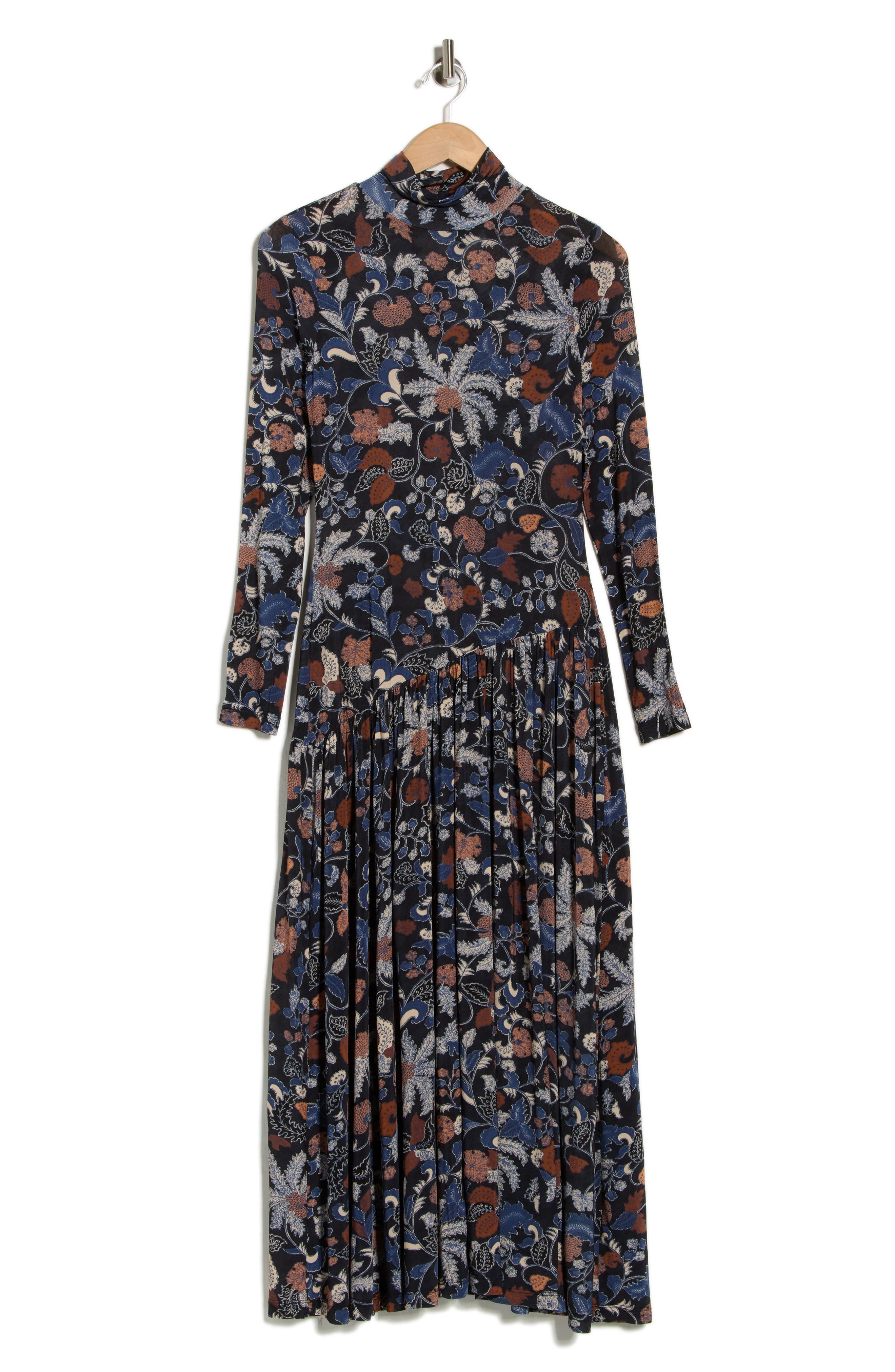 Ulla Johnson Fernanda Turtleneck Long Sleeve Drop Waist Dress