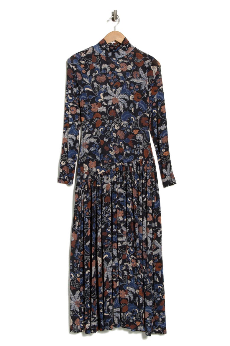 Fernanda Turtleneck Long Sleeve Drop Waist Dress, Alternate, color, MOONLIGHT FLORAL