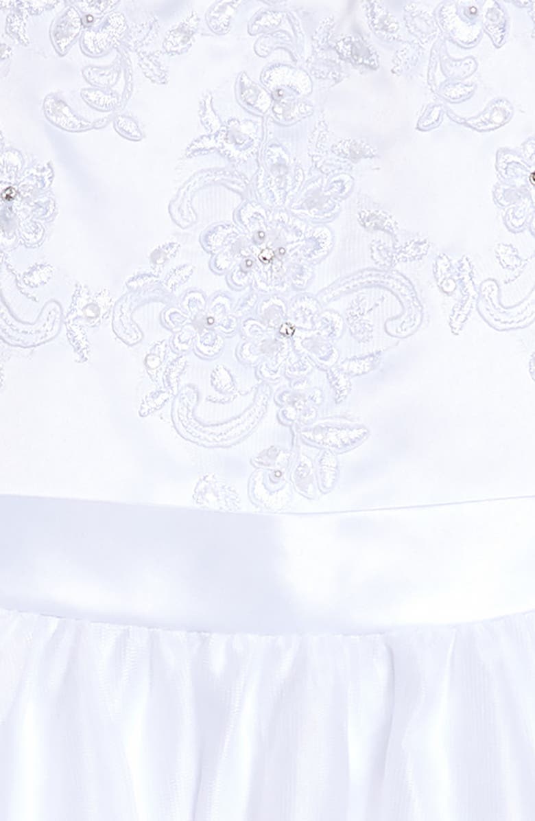 Lauren Marie Beaded Bodice Satin & Tulle Communion Dress, Alternate, color, 
