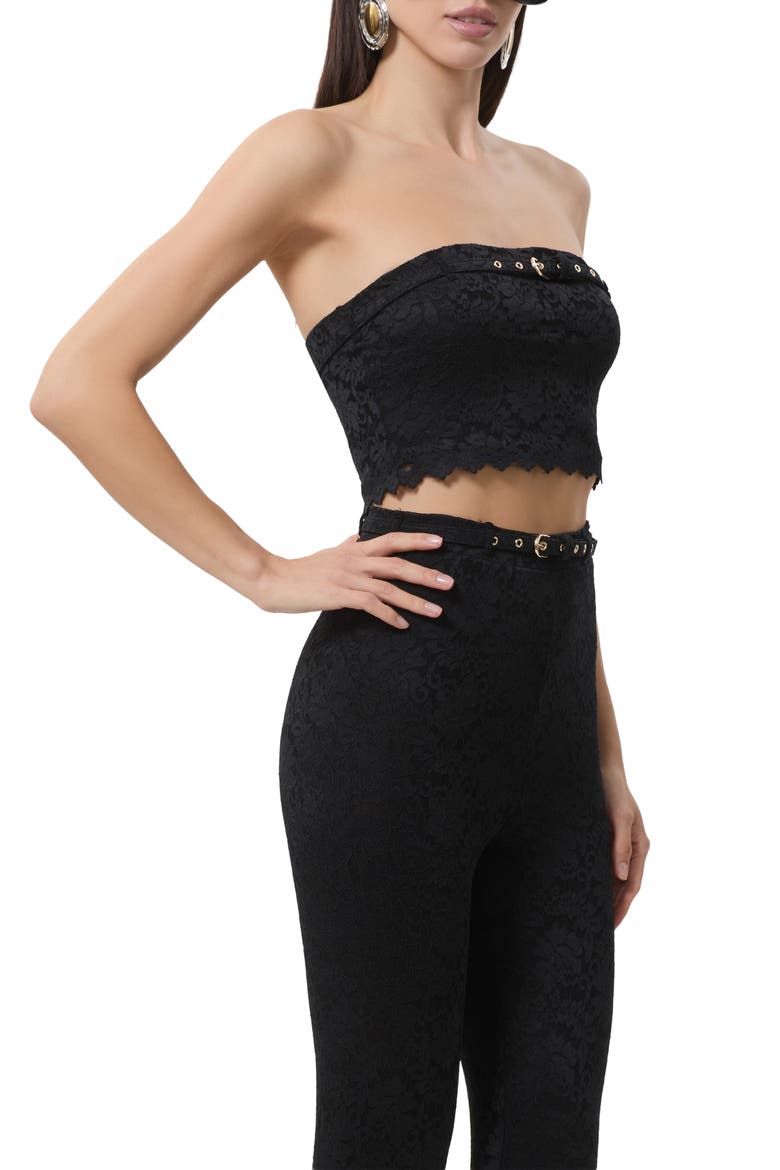 Remy Strapless Lace Crop Top, Alternate, color, NOIR