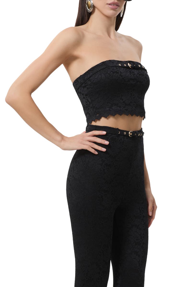 AFRM Remy Strapless Lace Crop Top, Alternate, color, Noir