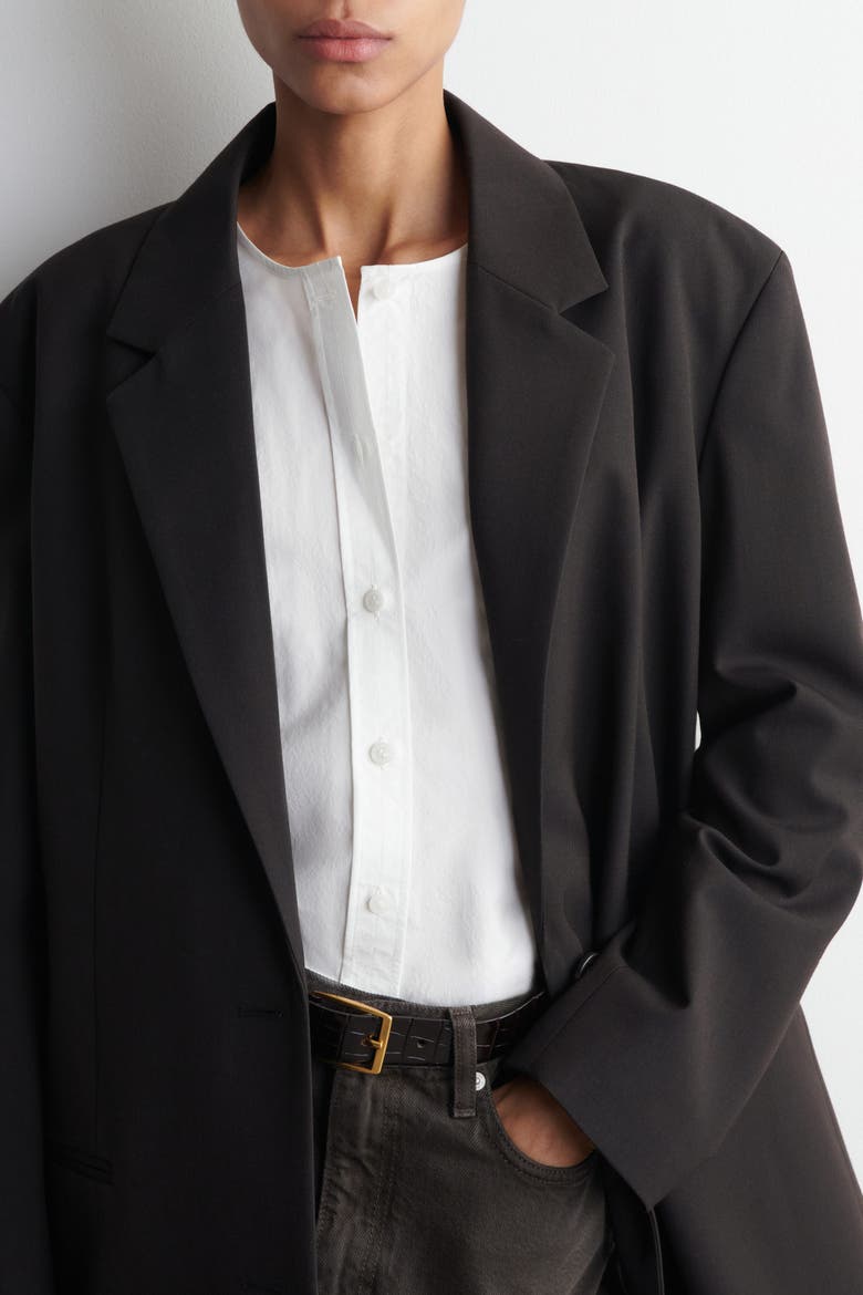 Gathered Pima Cotton Blouse, Alternate, color, WHITE