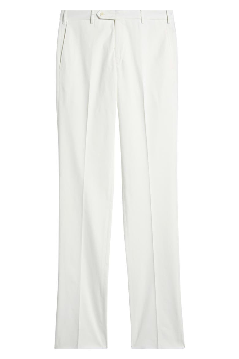 Parker Flat Front Stretch Cotton Pants, Alternate, color, WHITE
