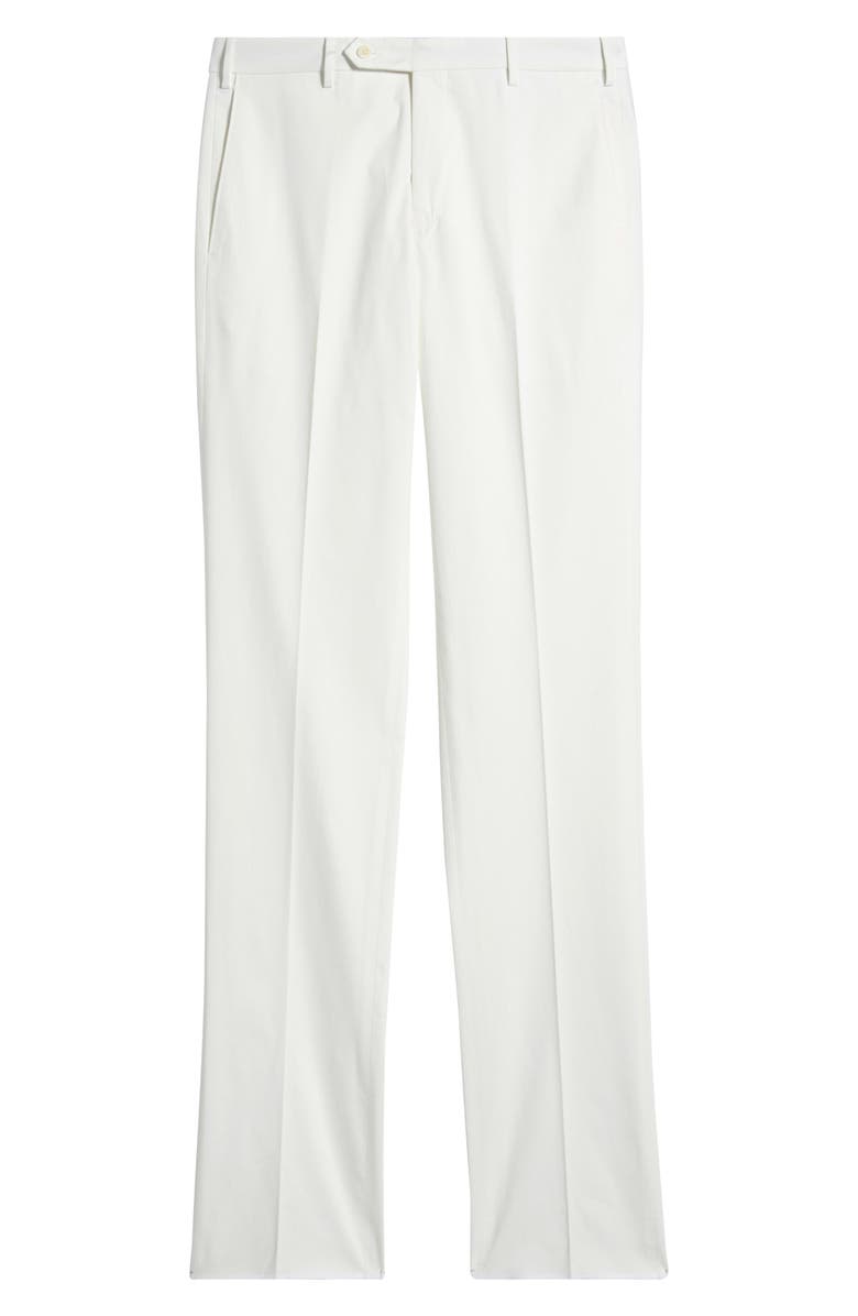 Zanella Parker Flat Front Stretch Cotton Pants, Alternate, color, White