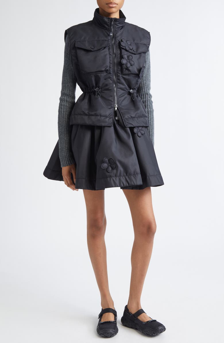 Cecilie Bahnsen Brunella Nylon Skirt, Alternate, color, Black