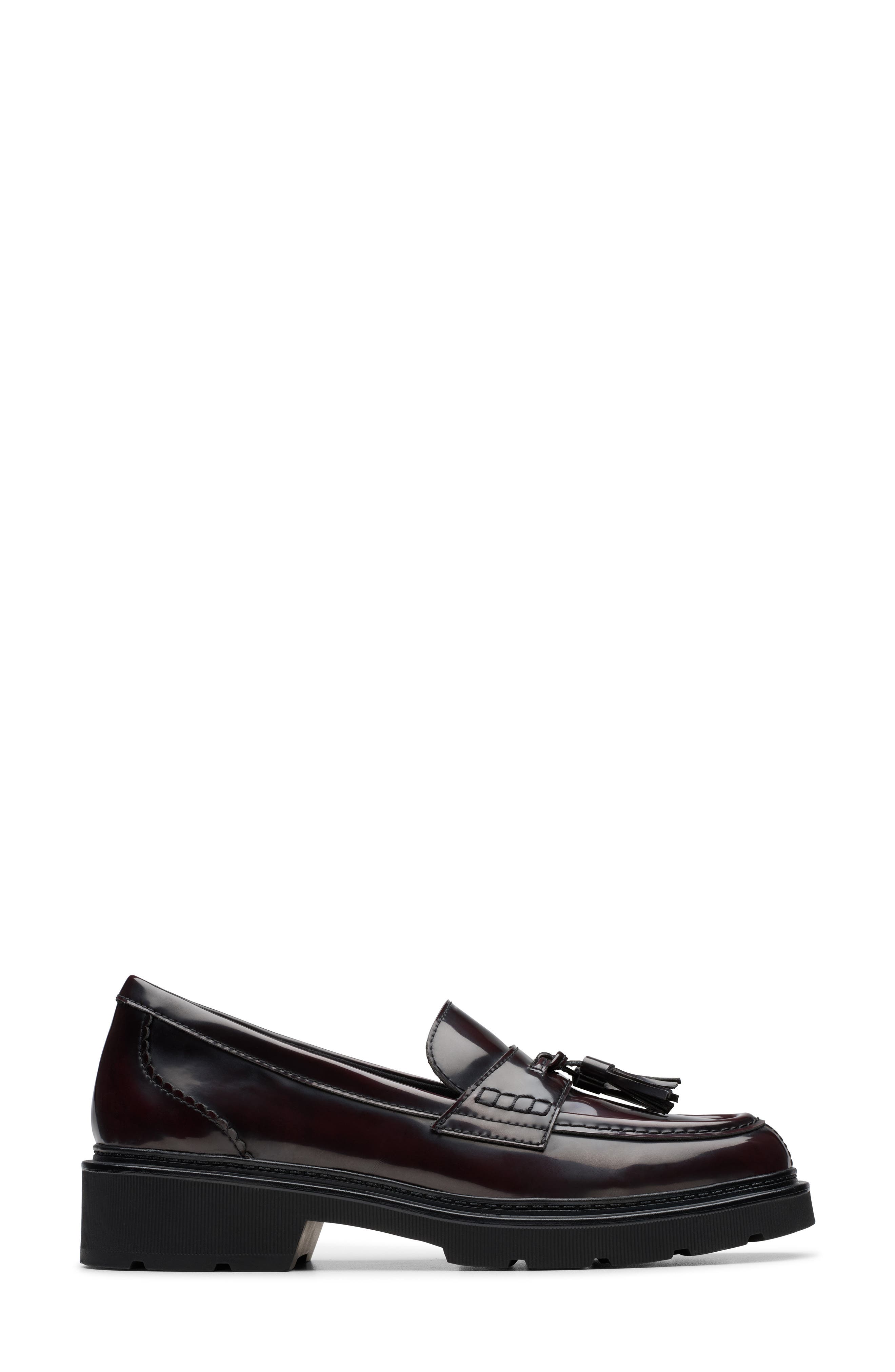 Lauryl Tassel Faux Leather Loafer, Alternate, color, WINE