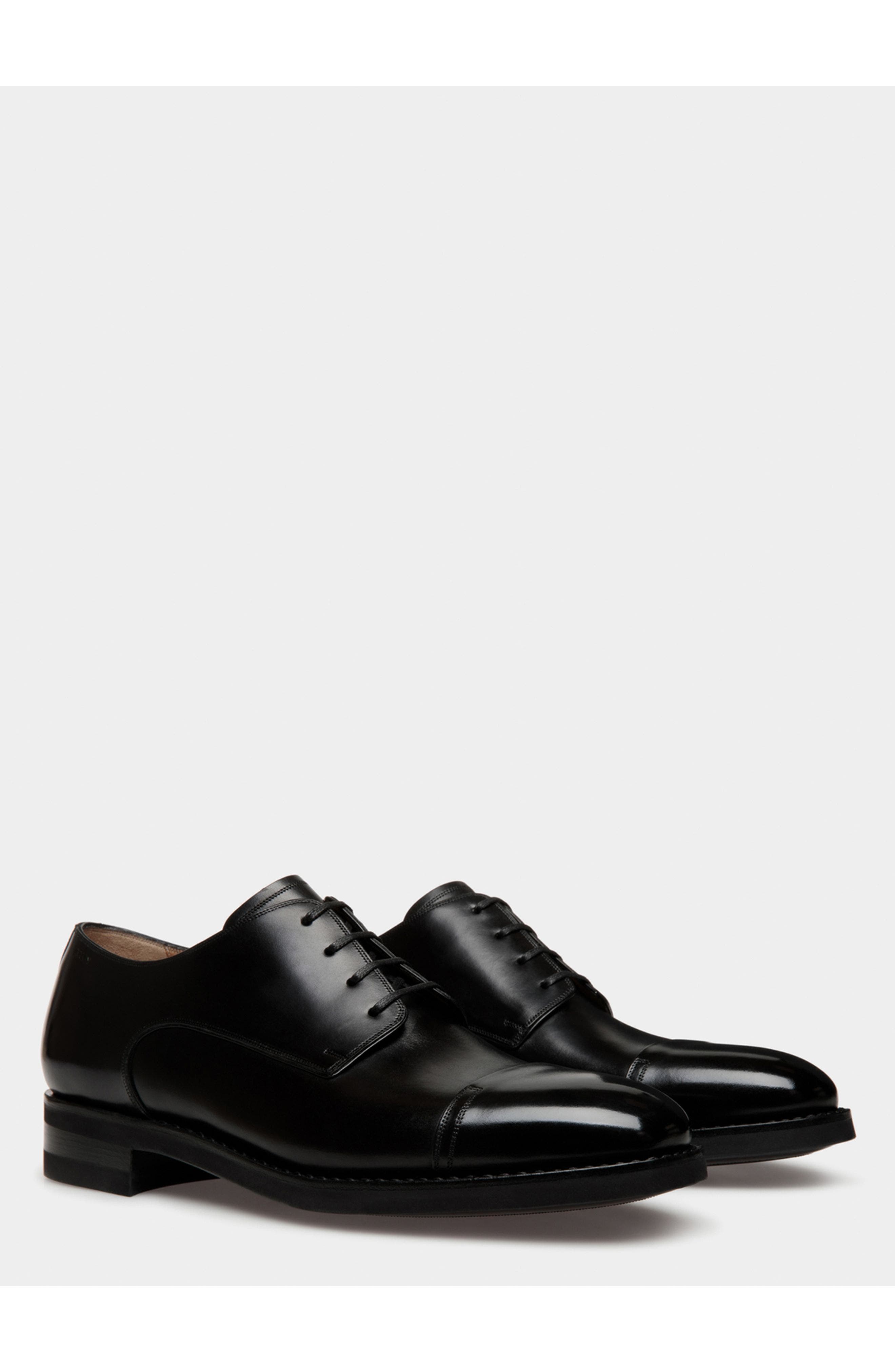 Bally Scribe Un Derby In Plain Calf Leather, Alternate, color, Black