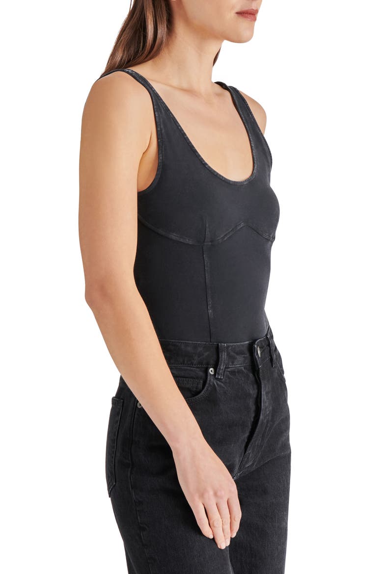 Lailah Stretch Cotton Bodysuit, Alternate, color, BLACK