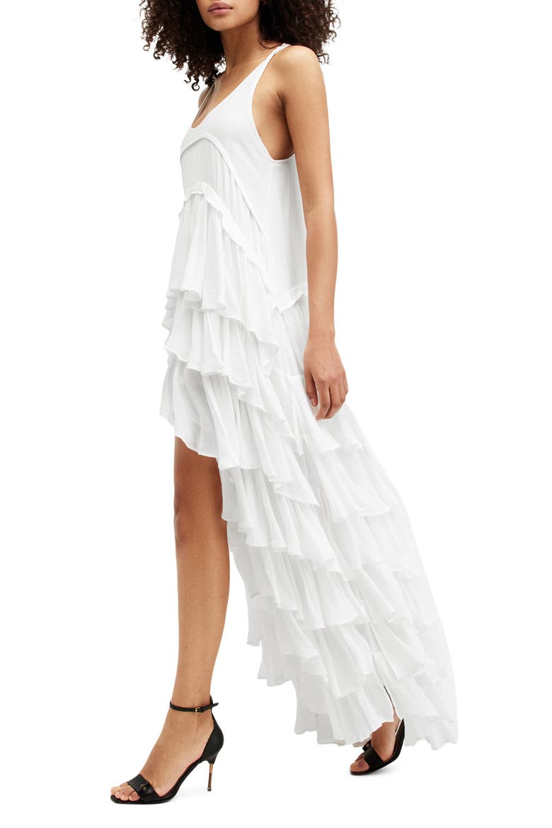 Cavarly Tiered High-Low Dress, Alternate, color, WHITE