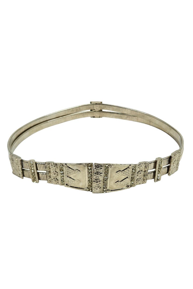 Vintage 80s Stretch Medium Belt Silver, Main, color, silver