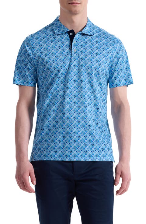 Hendrix Digital Floral Tile Print Pima Cotton Polo