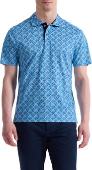 Bugatchi Hendrix Digital Floral Tile Print Pima Cotton Polo