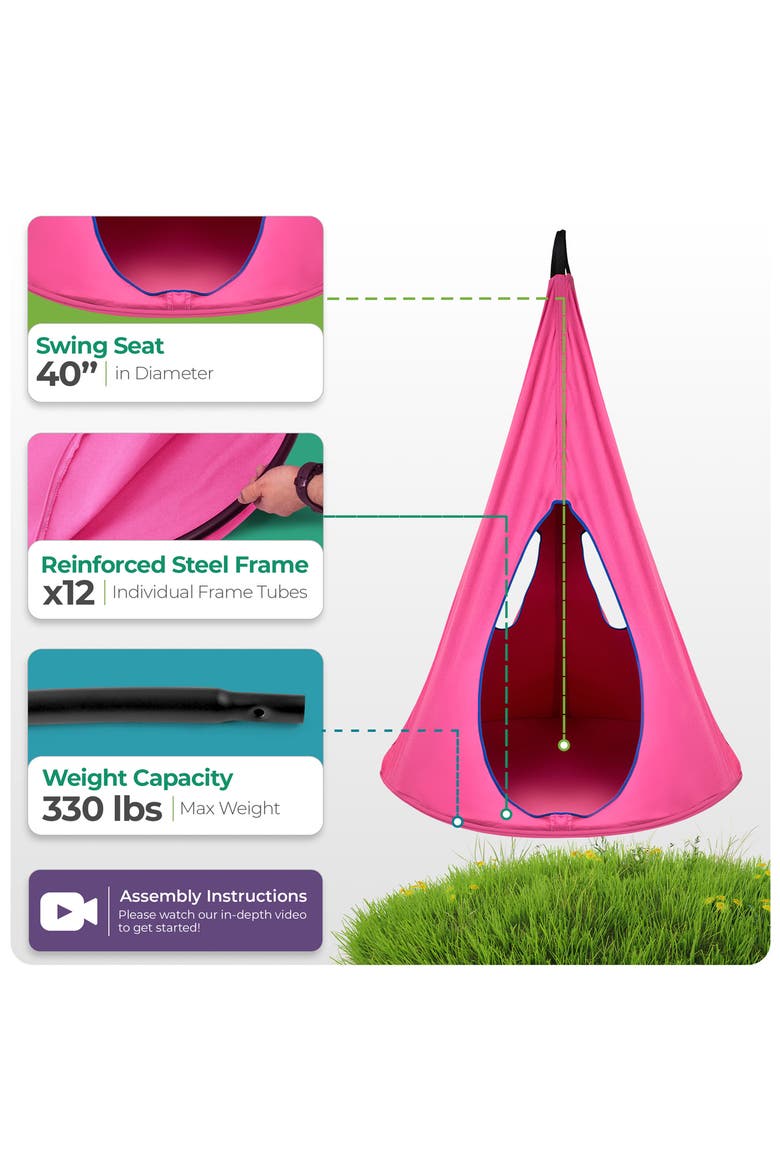 Kids Hanging Nest Swing, Alternate, color, PINK