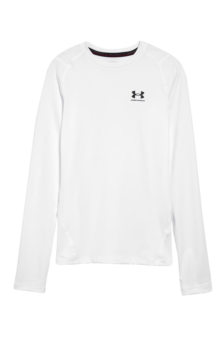 Kids' UA HeatGear® Long Sleeve Graphic Tee, Main, color, WHITE/ BLACK