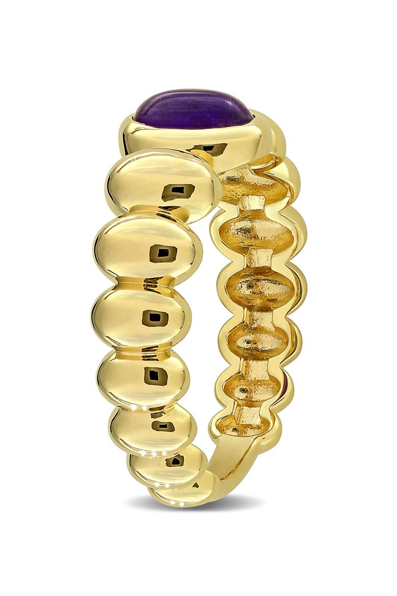 Oval African Amethyst Scalloped Band Ring, Alternate, color, PURPLE