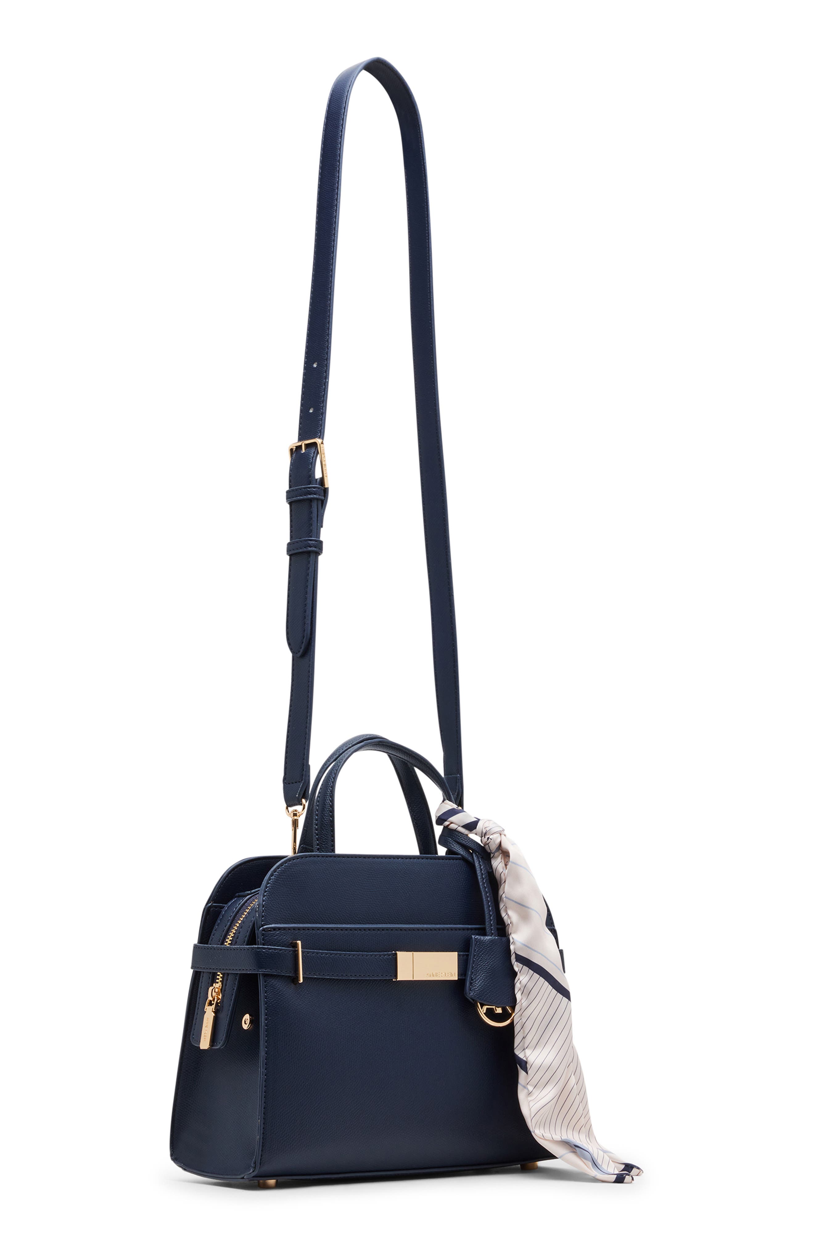 Anne Klein Medium Satchel with Scarf, Alternate, color, Navy