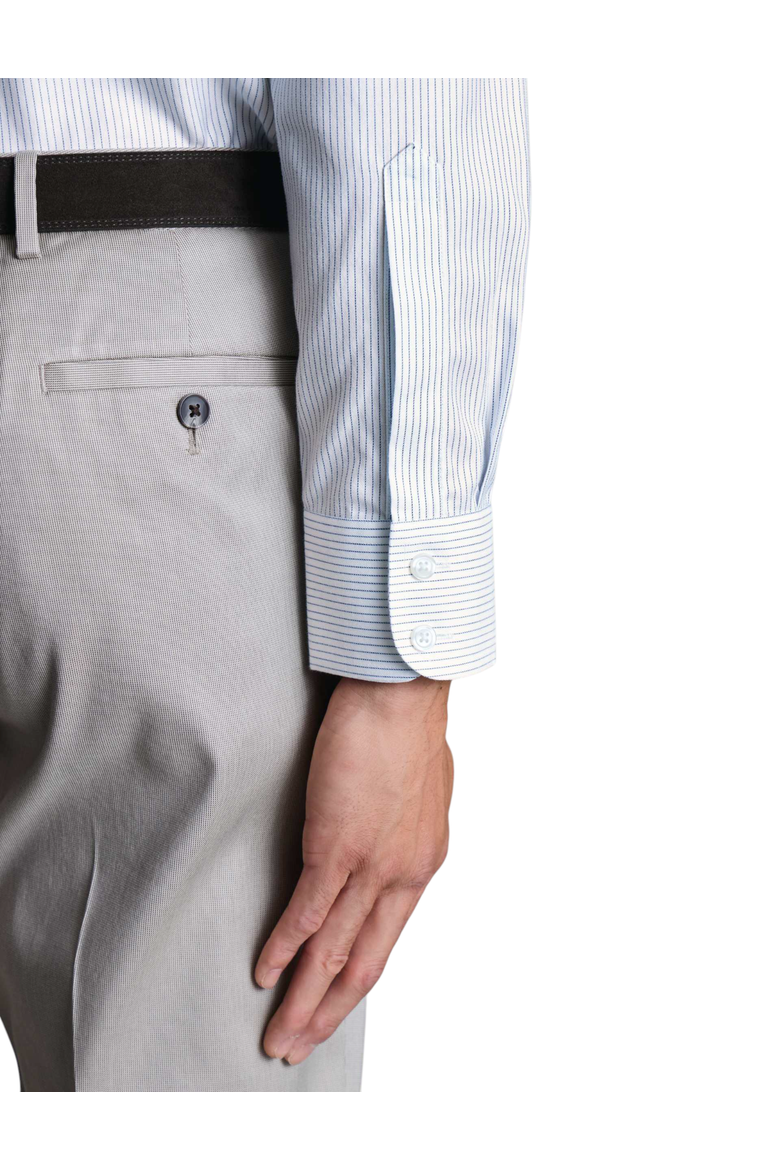 Non-Iron Twill Fine Stripe Shirt, Alternate, color, Indigo Blue