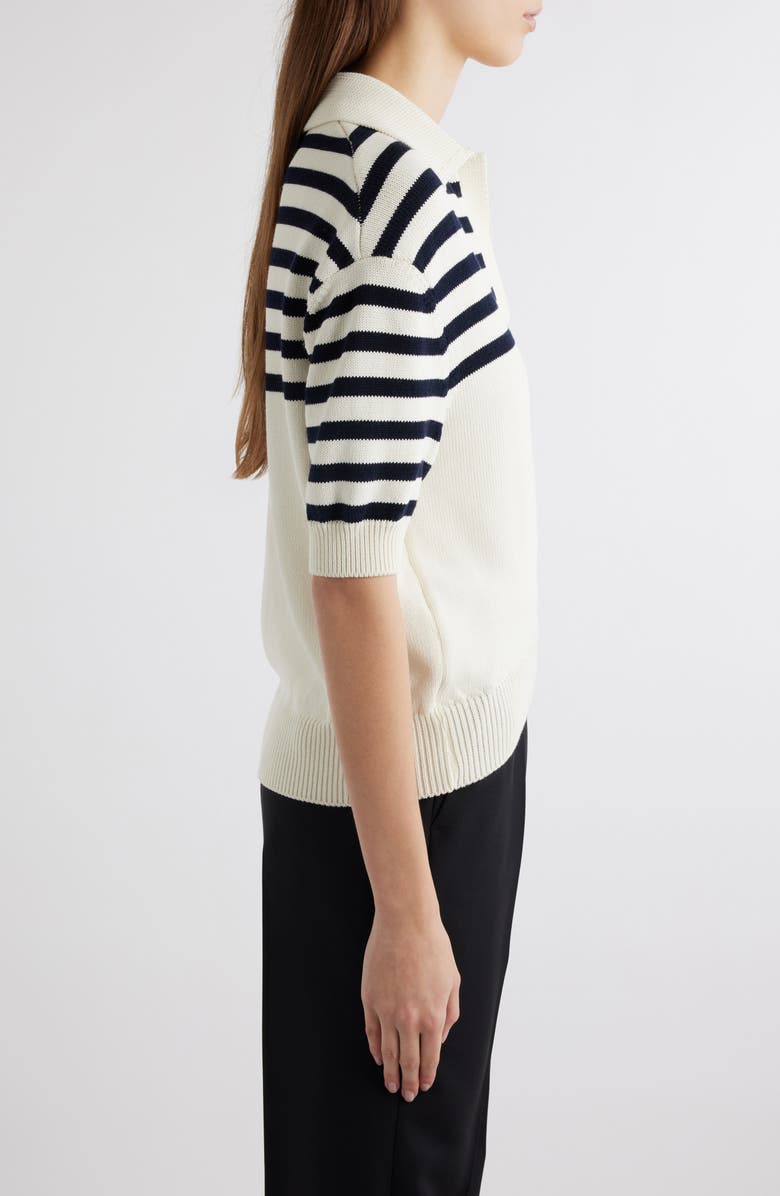 Givenchy Logo & Stripe Crop Polo Sweater, Alternate, color, 