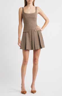 En Saison Houndstooth Pleated Skater Dress