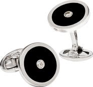 Jan Leslie Gemstone and Diamond Sterling Silver Round Cufflinks