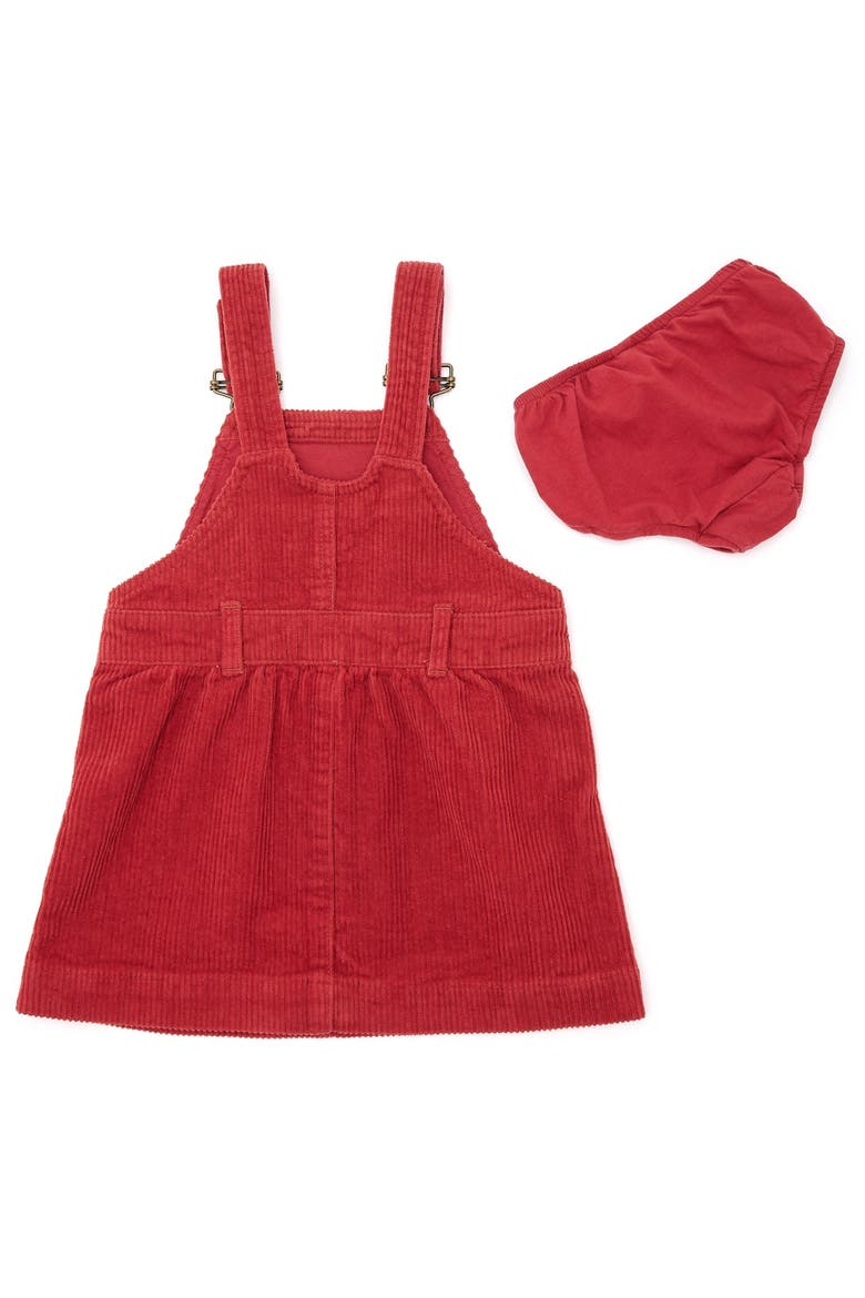 Chunky Cord Overall Dress, Alternate, color, Robin Red