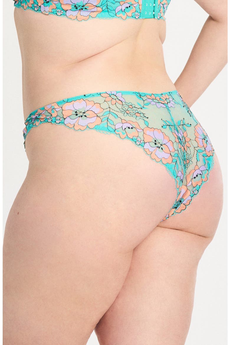 Floral Trip Lace Brazilian Panties, Alternate, color, TEAL THUNDER
