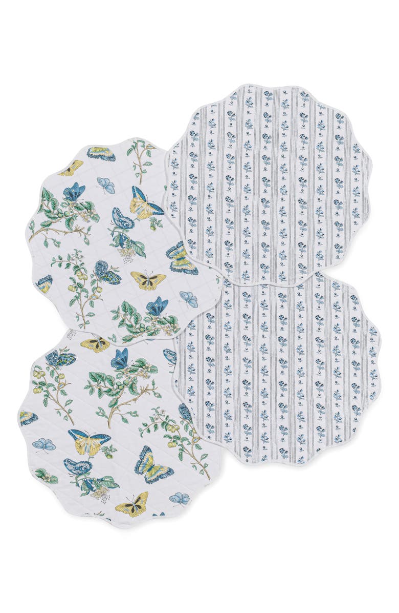 Matouk Set of 4 Reversible Quilted Placemats, Main, color, Baudin Blue/ Cabanon Blue