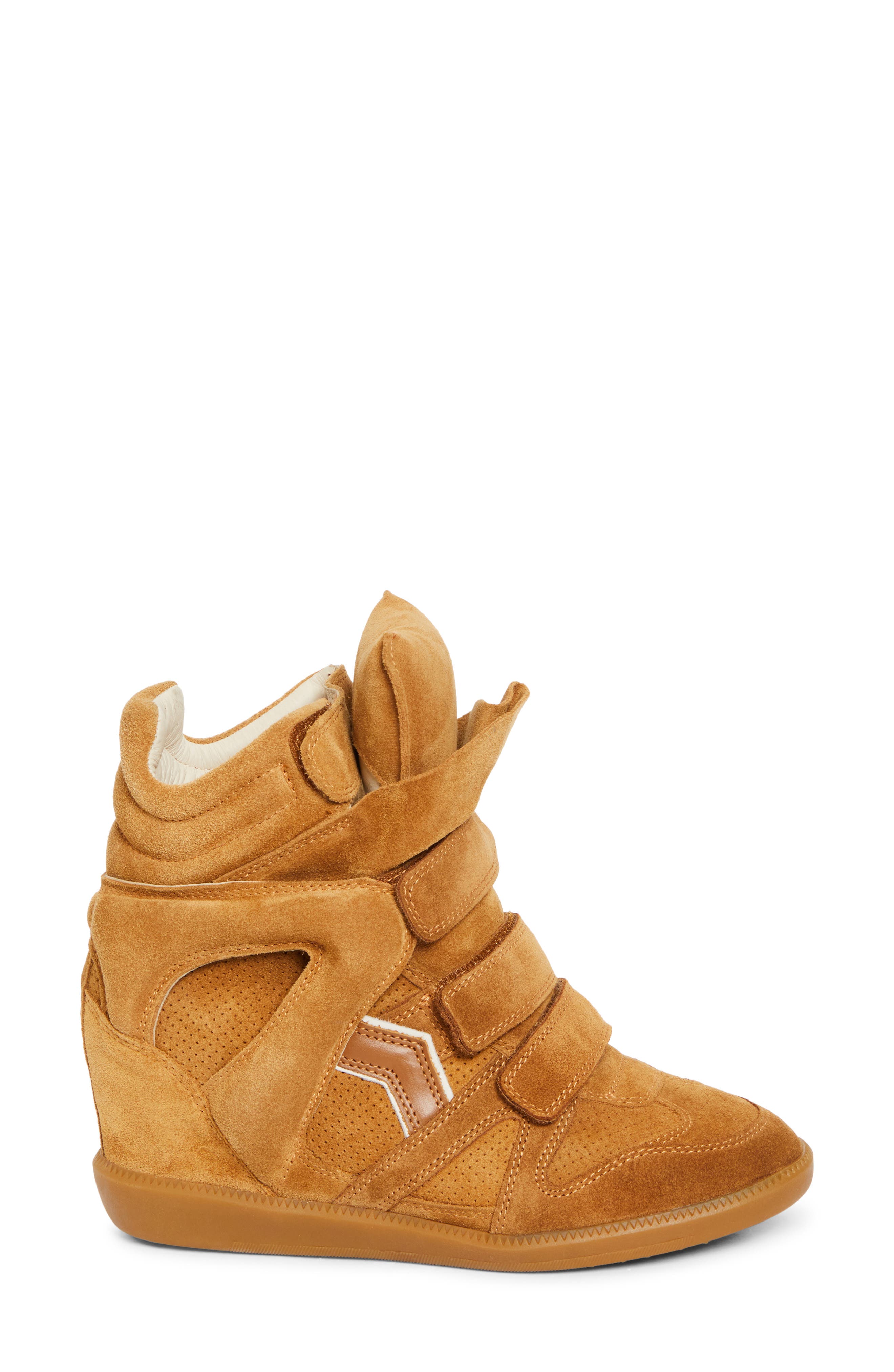 Isabel Marant Bekett Hidden Wedge High Top Sneaker, Alternate, color, Cognac