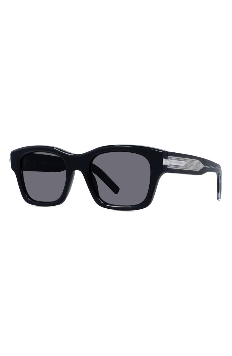 Givenchy GV One 52mm Rectangular Sunglasses, Alternate, color, Shiny Black / Smoke