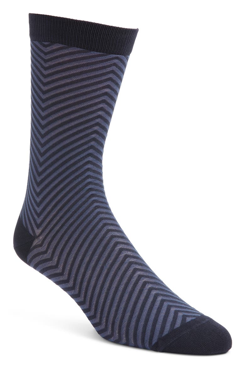 Chevron Crew Socks, Main, color, NAVY PEACOAT