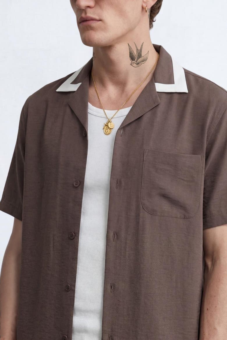 Huxley Revere Cotton Shirt, Alternate, color, Brown