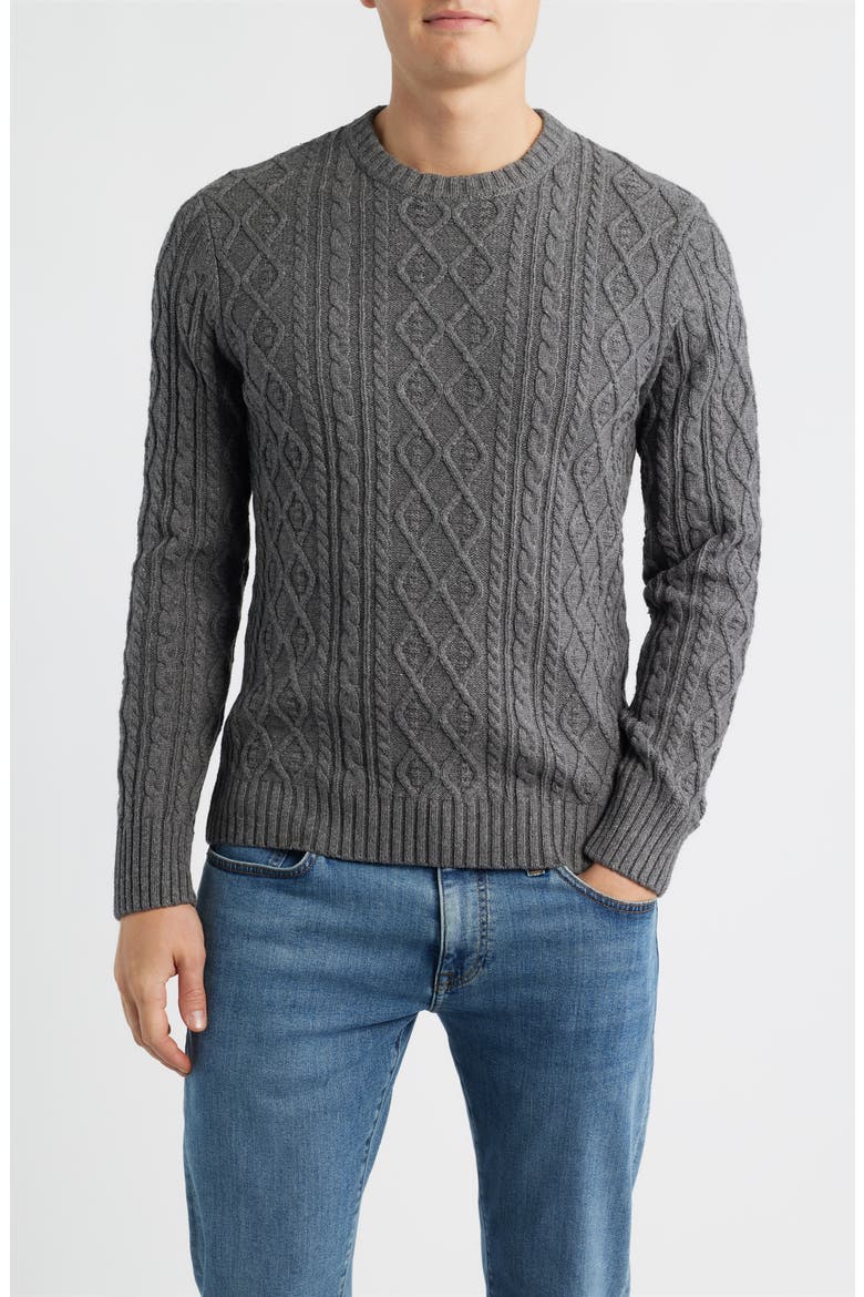 Foyer Cable Stitch Cotton & Wool Blend Sweater, Main, color, COAL
