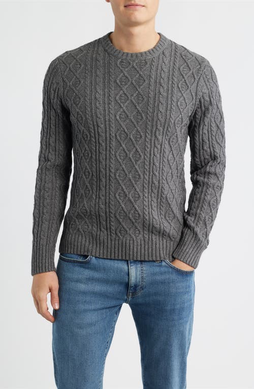James Campbell Foyer Cable Stitch Cotton & Wool Blend Sweater In Gray
