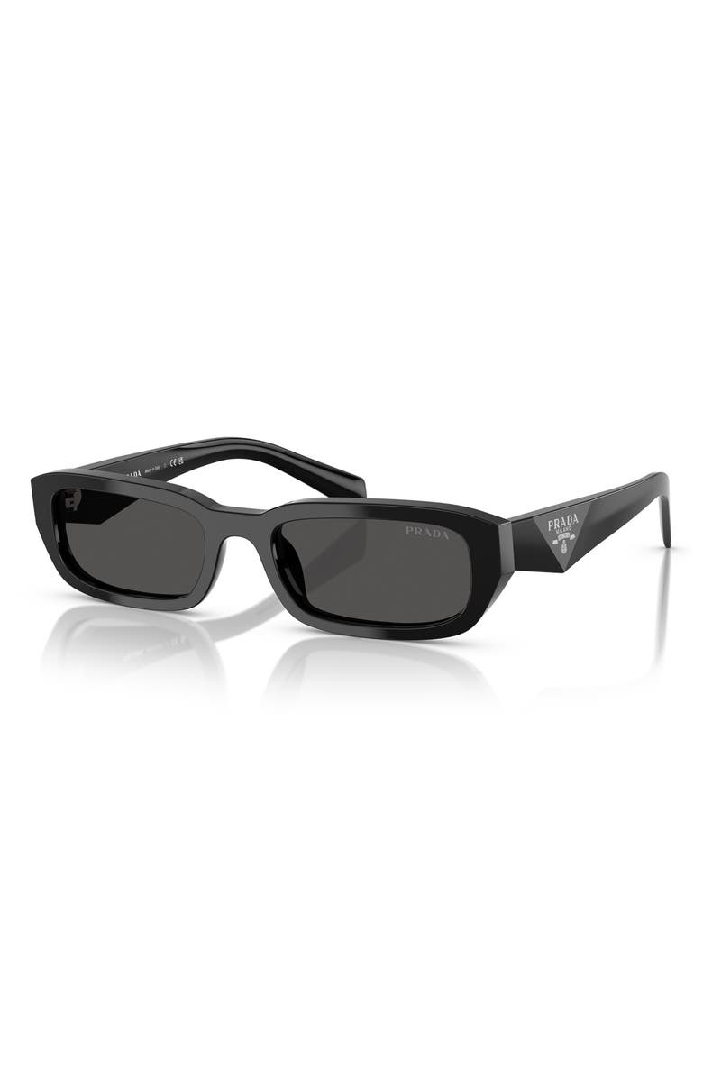 Prada 53mm Rectangular Sunglasses, Alternate, color, Dark Grey