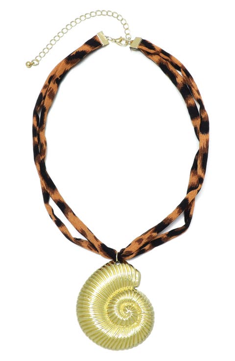 Shell Pendant Leopard Print Necklace