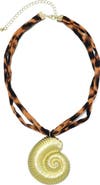Adornia Shell Pendant Leopard Print Necklace