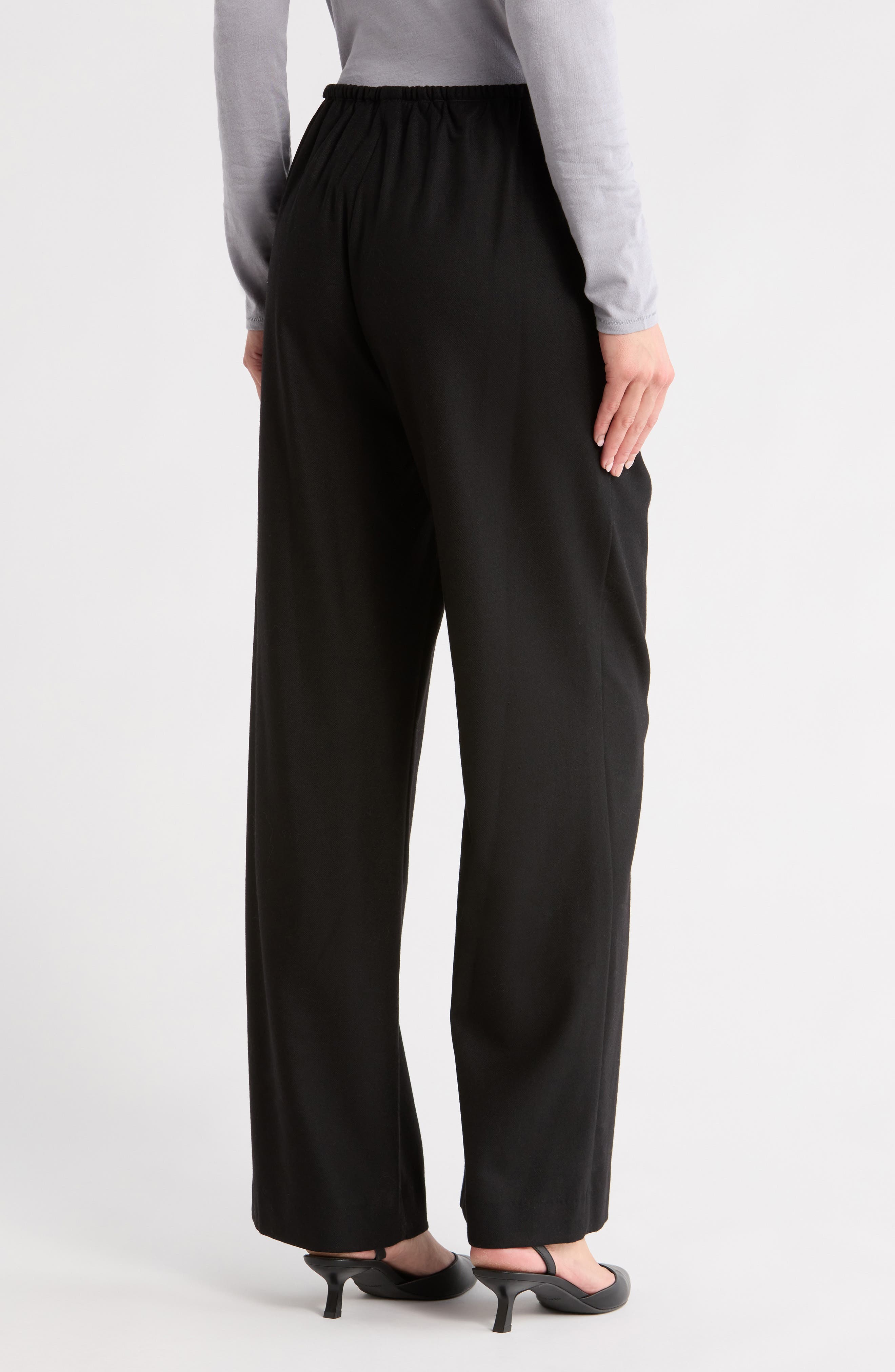 Brushed Flannel Wide Leg Pull-On Pants - image 2