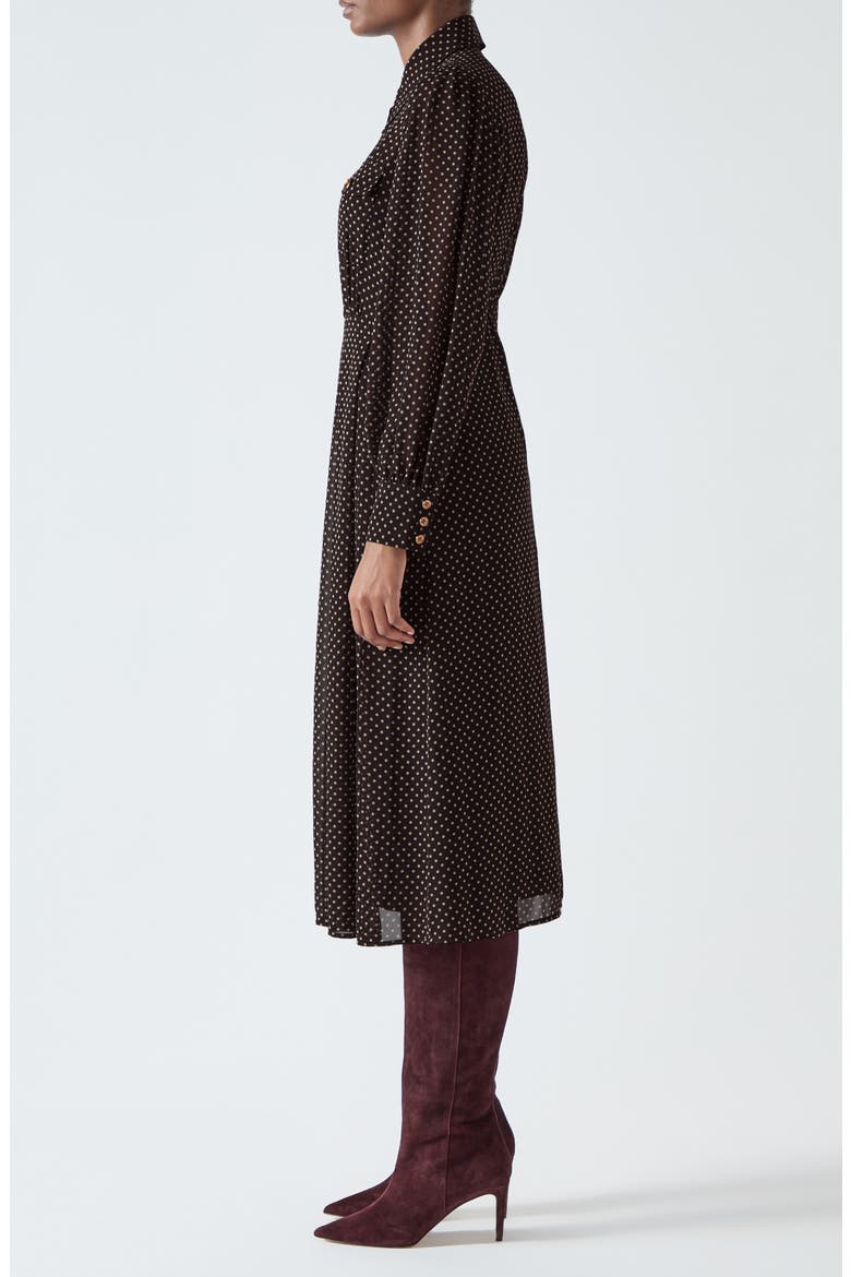 Cody Polka Dot Long Sleeve Shirtdress, Alternate, color, BROWN