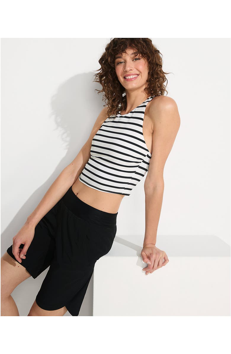 Lands' End 9" Quick Dry Elastic Waist Modest Board Shorts Swim Cover-up Shorts with Panty, Alternate, color, Black