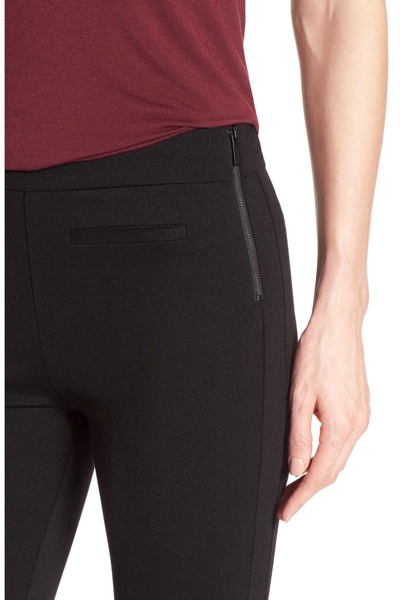 'Tower' Side Zip Ponte Skinny Pants, Alternate, color, BLACK