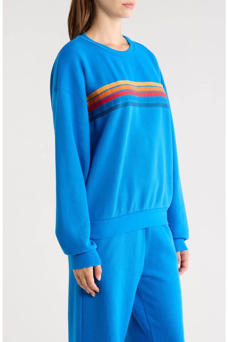 5-Stripe Crewneck Sweatshirt, Alternate, color, OCEAN
