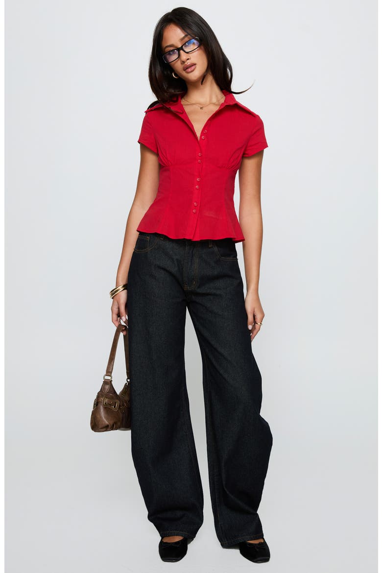 Cottesloe Front Button Shirt, Alternate, color, RED