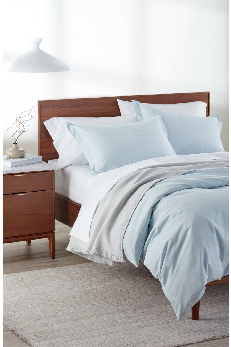 Organic Cotton Percale Duvet Cover & Shams Set, Main, color, BLUE DRIFT