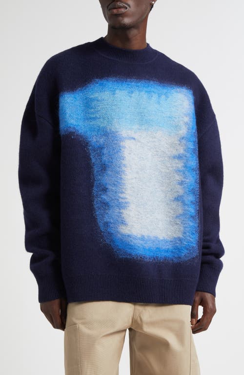 Givenchy Abstract Pattern Crewneck Sweater With Ribbed Finish In Blue