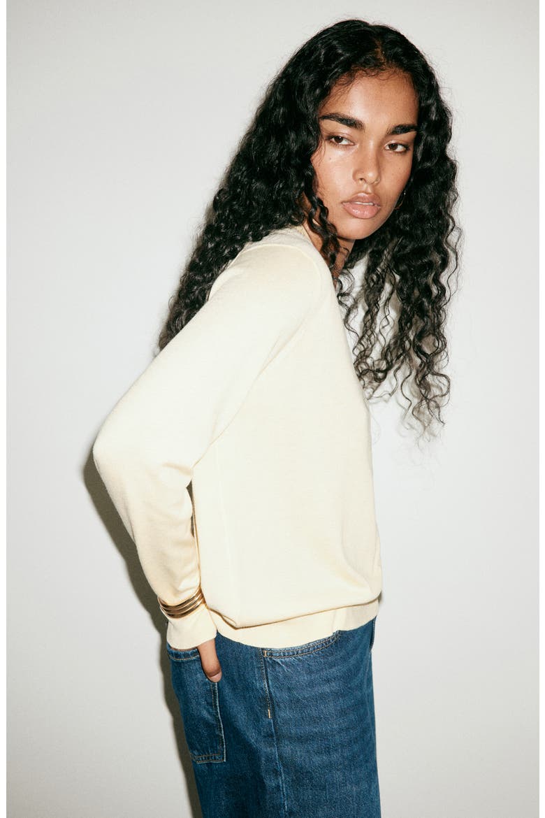 V-Neck Sweater, Alternate, color, VANILLA