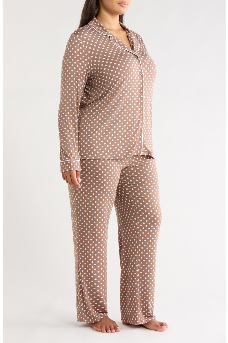 Moonlight Eco Knit Pajamas, Alternate, color, BROWN- IVORY EVEN DENSE DOT