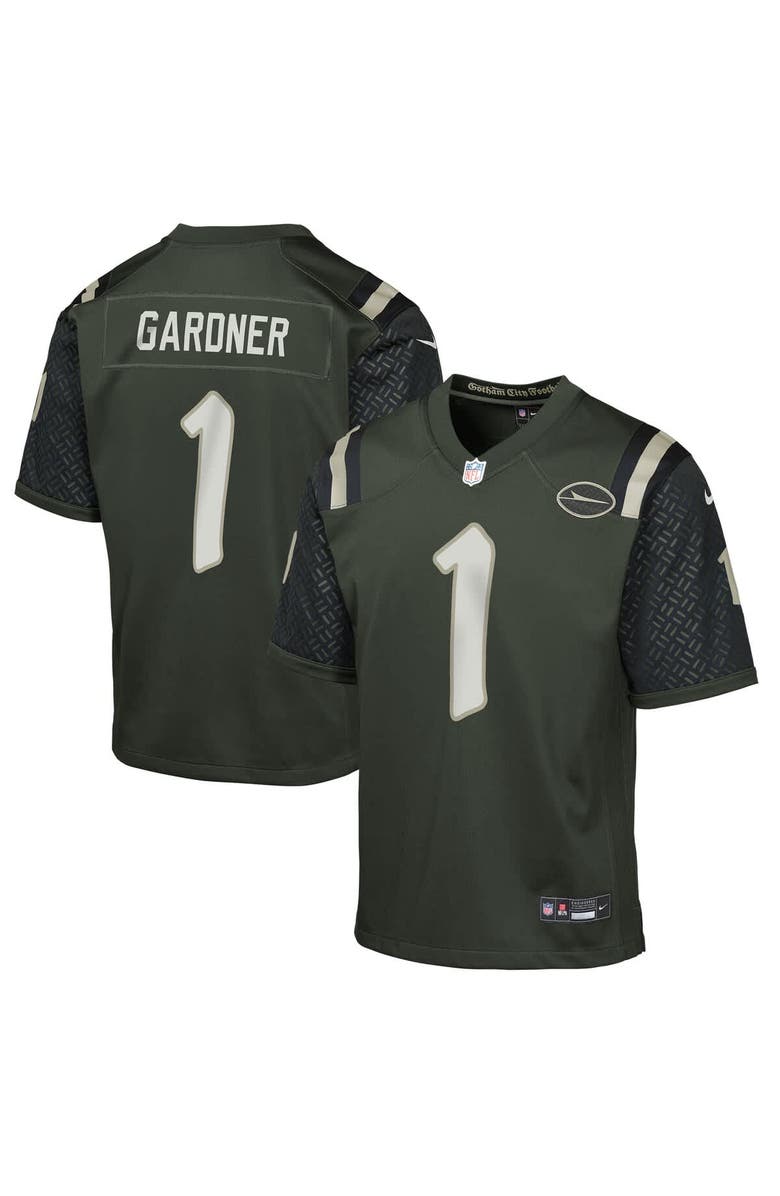 Nike Youth Nike Ahmad Sauce Gardner Gotham Green New York Jets 2025 Rivalries Collection Game Jersey, Main, color, Green
