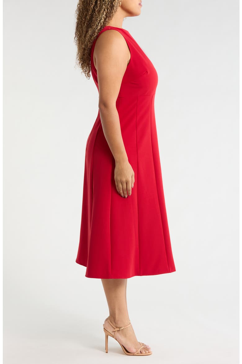 Bateau Neck Seamed Midi Dress, Alternate, color, RED EMBOLDENED